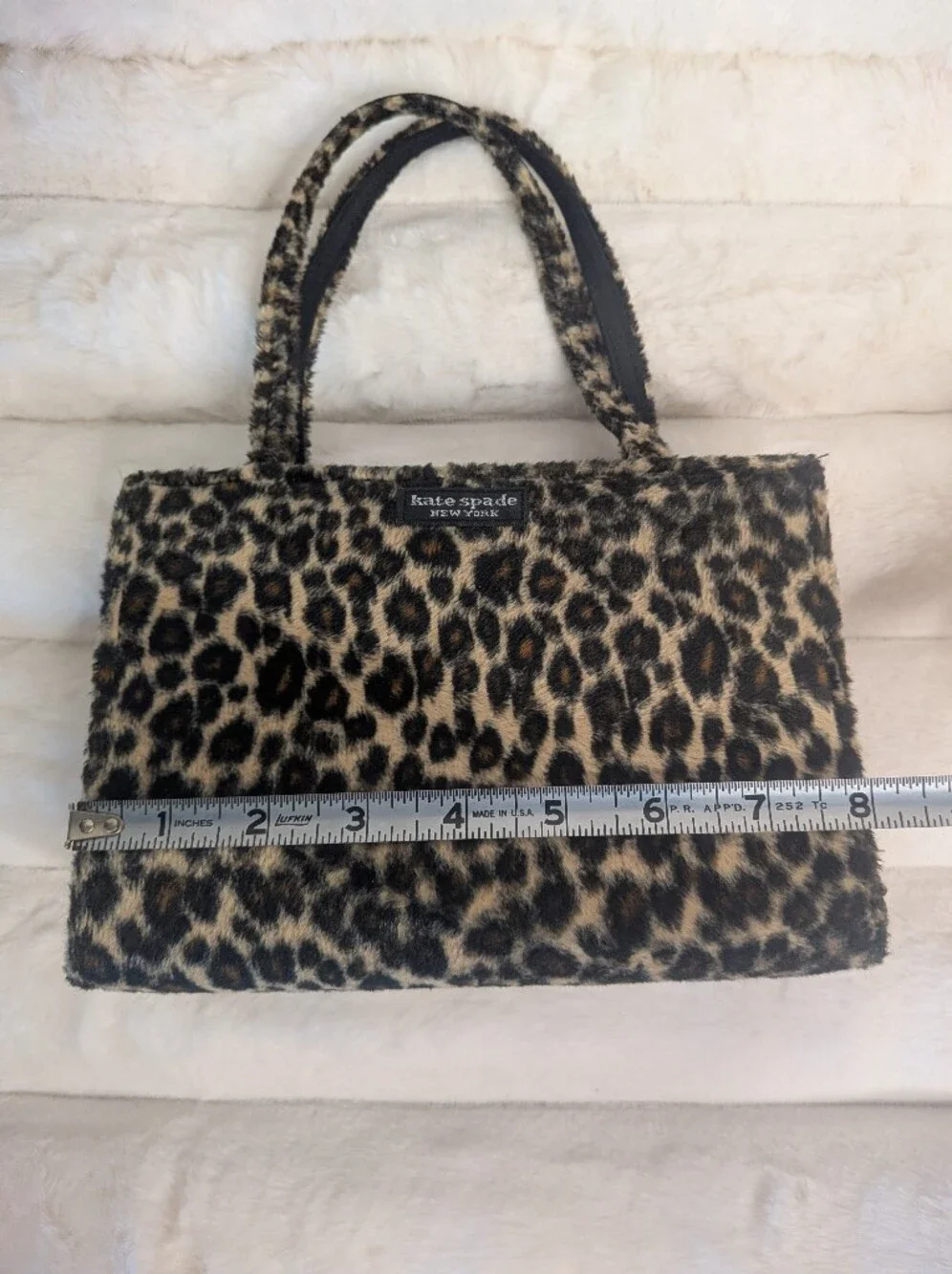 Kate Spade Vtg Faux Fur Leopard Print Sam Mini Tote Bag